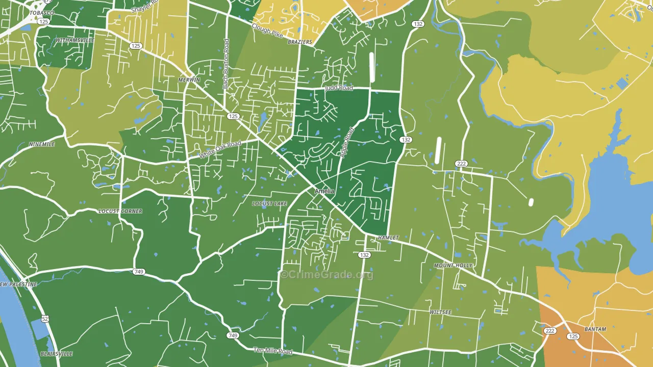 Amelia, OH Map of Murder Rates