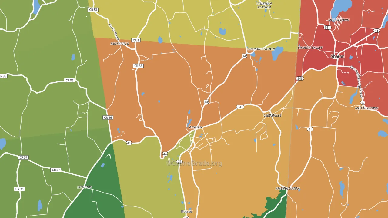 Amenia, NY Map of Murder Rates