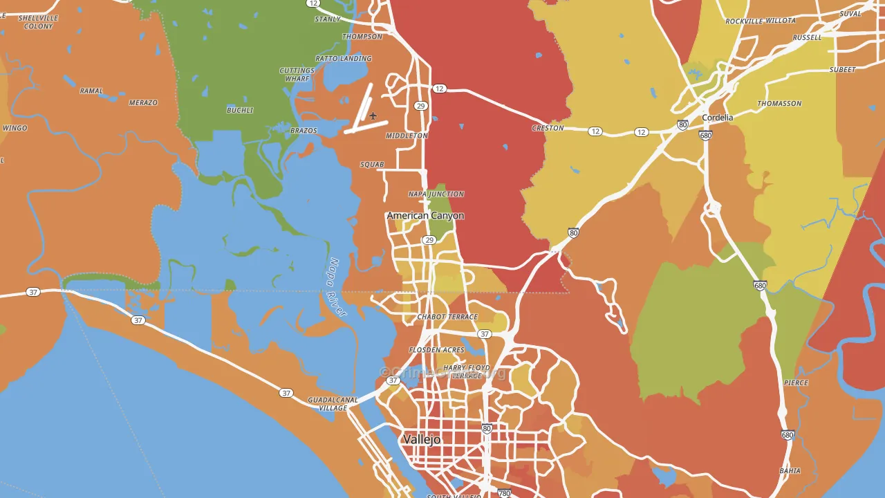 American Canyon, CA Map of Murder Rates
