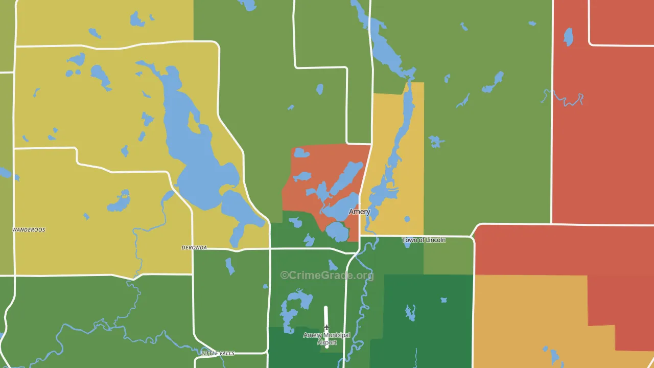 Amery, WI Map of Murder Rates