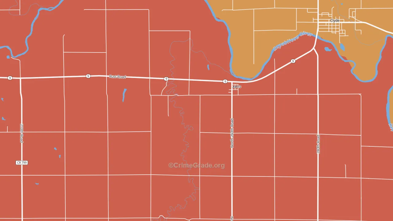 Ames, KS Map of Murder Rates