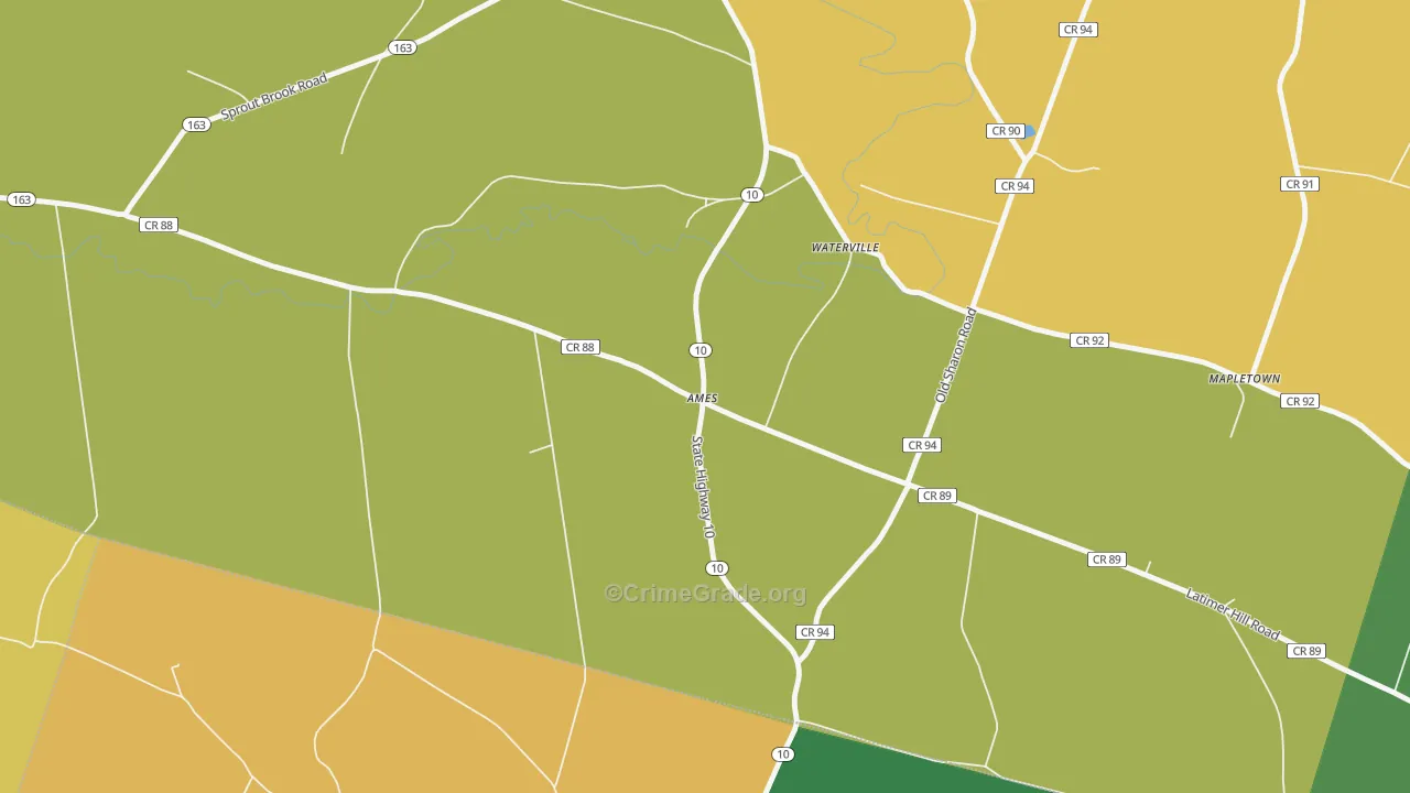 Ames, NY Map of Murder Rates