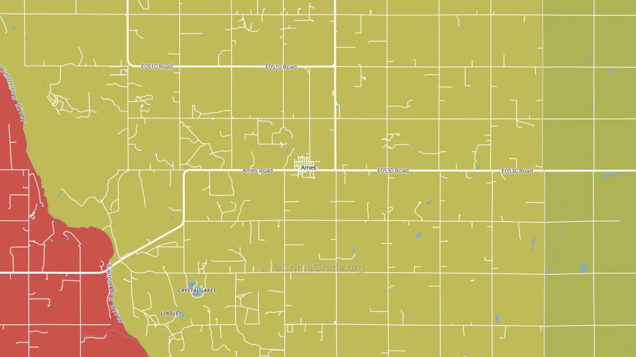 Ames, OK Map of Murder Rates