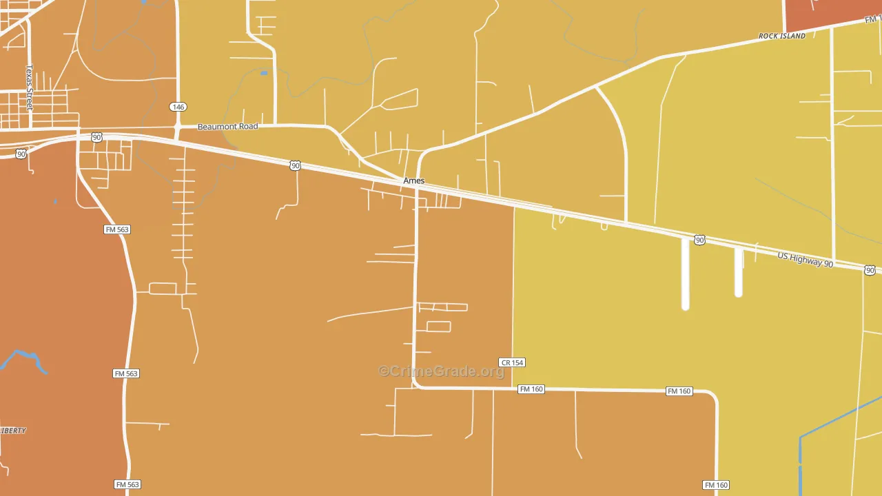 Ames, TX Map of Murder Rates