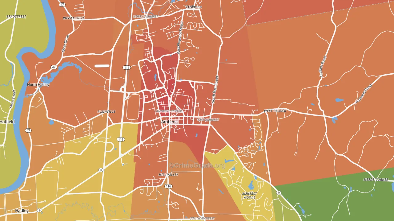 Amherst, MA Map of Murder Rates