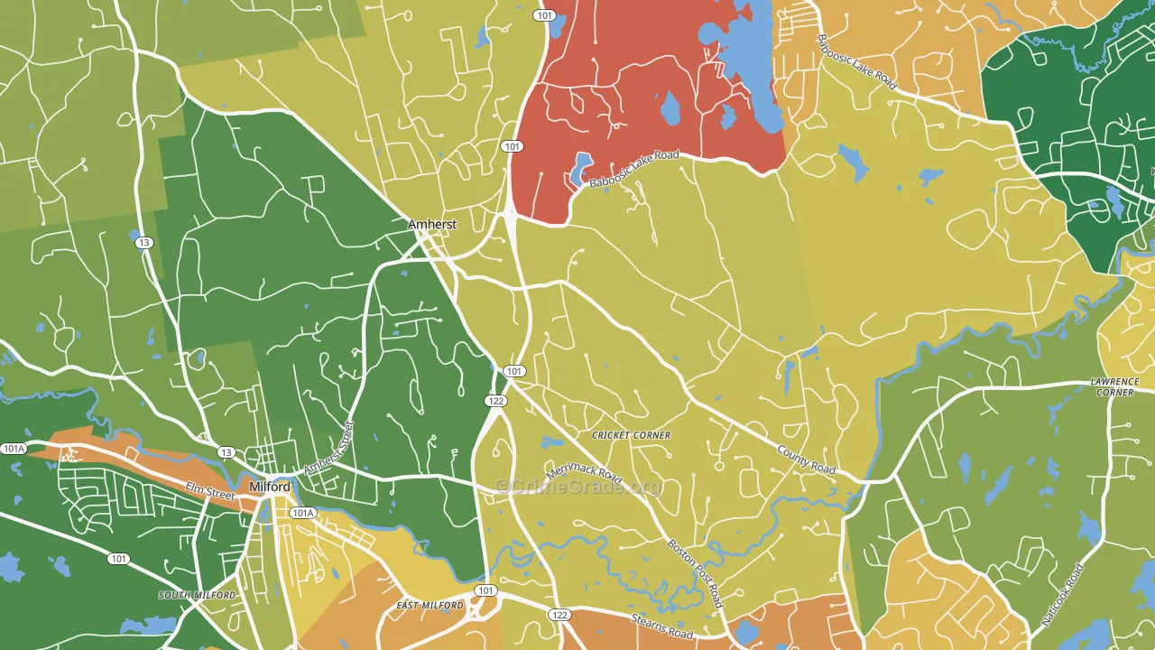 Amherst, NH Map of Murder Rates