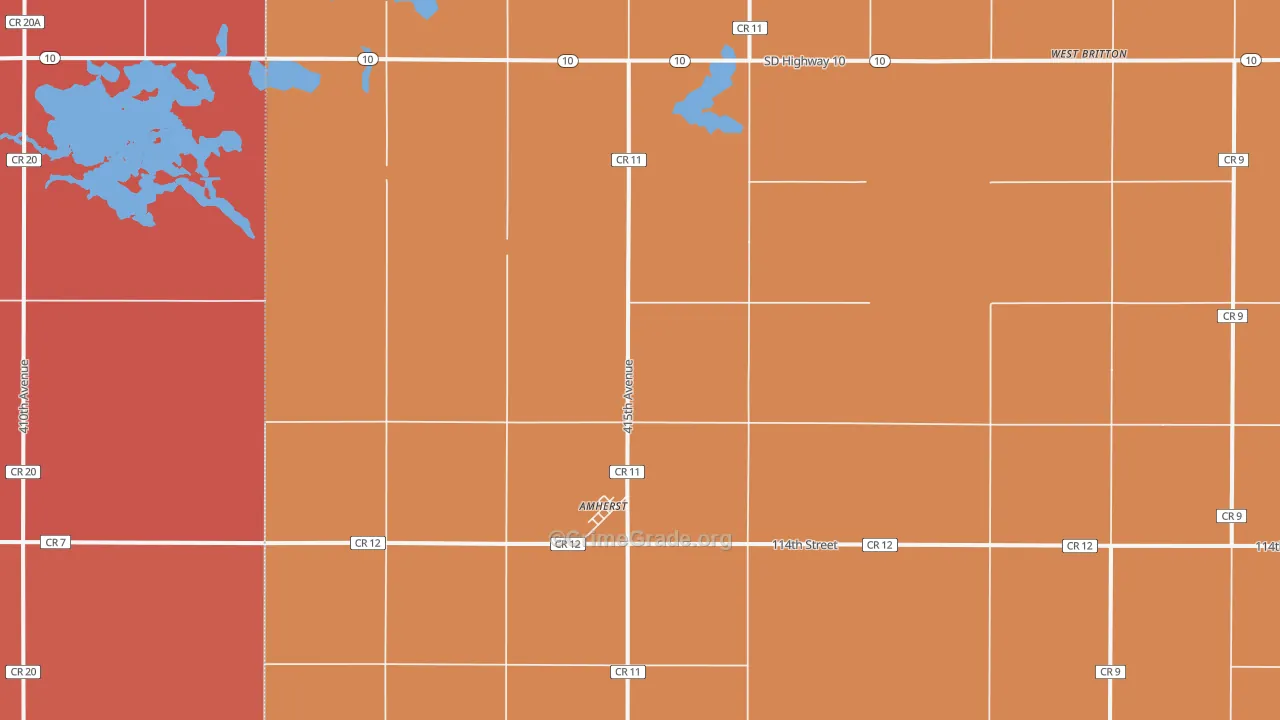 Amherst, SD Map of Murder Rates