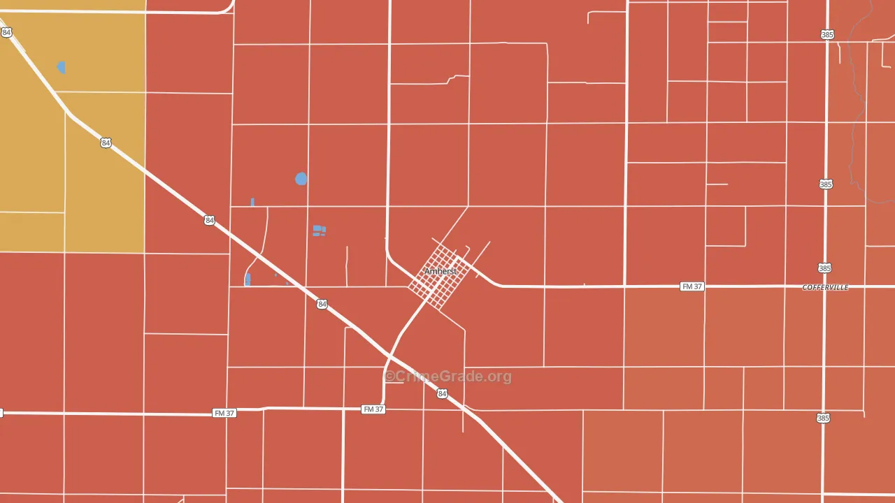 Amherst, TX Map of Murder Rates