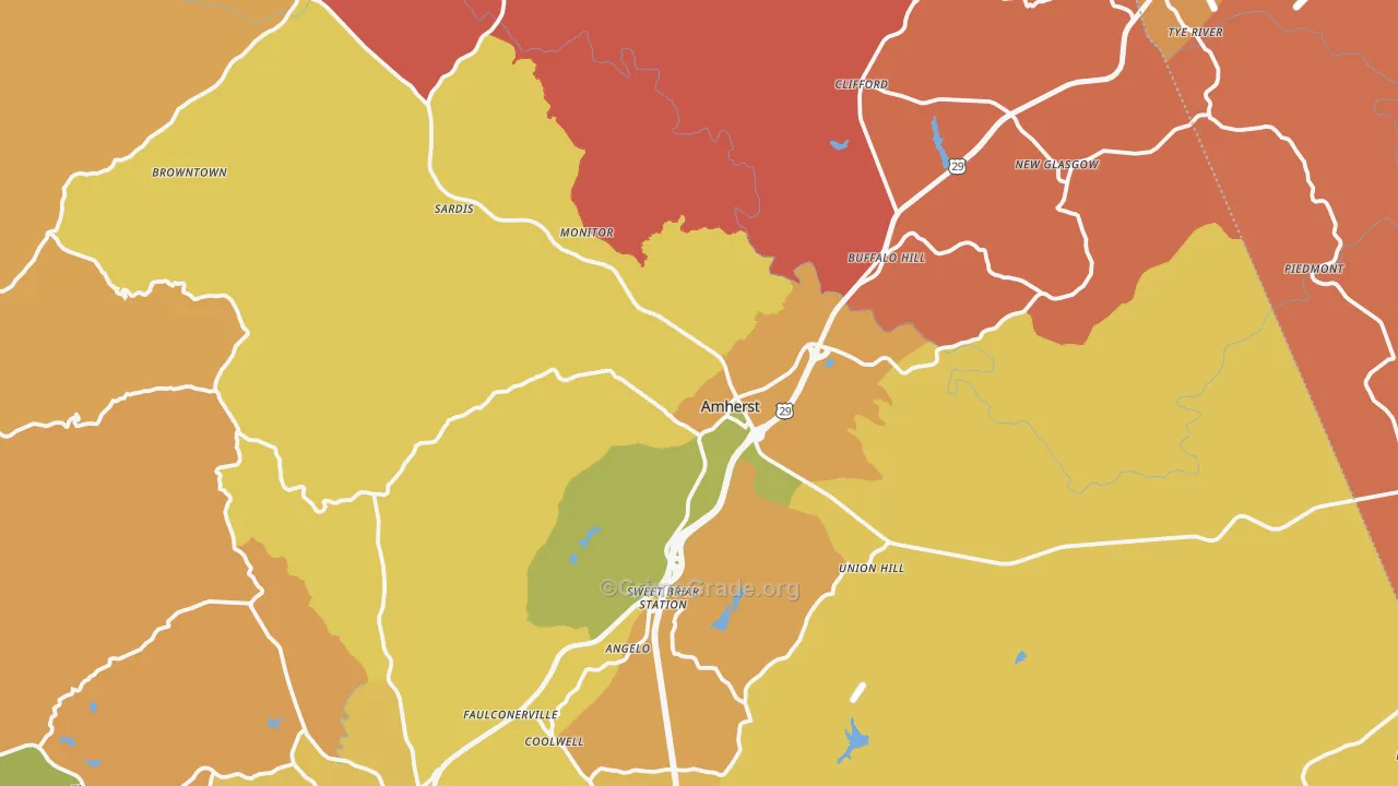 Amherst, VA Map of Murder Rates
