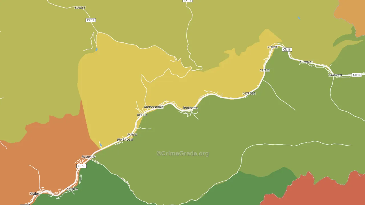 Amherstdale, WV Map of Murder Rates
