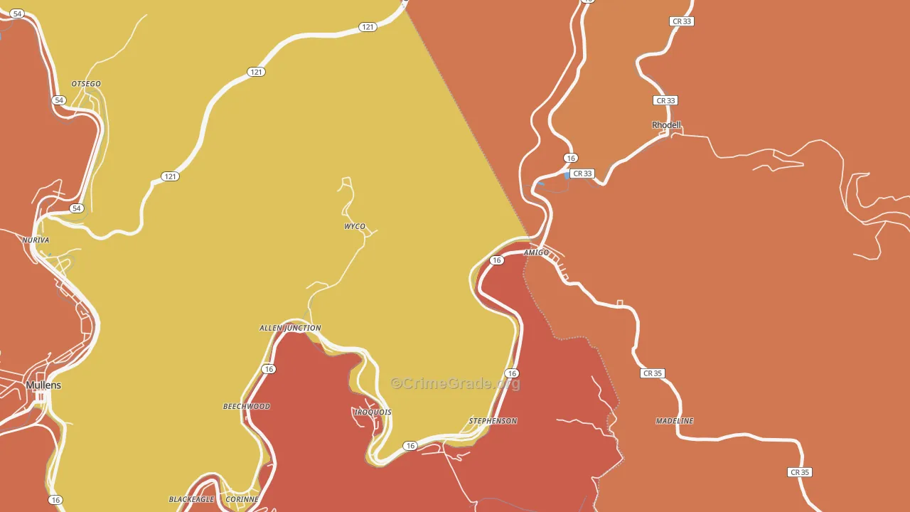Amigo, WV Map of Murder Rates