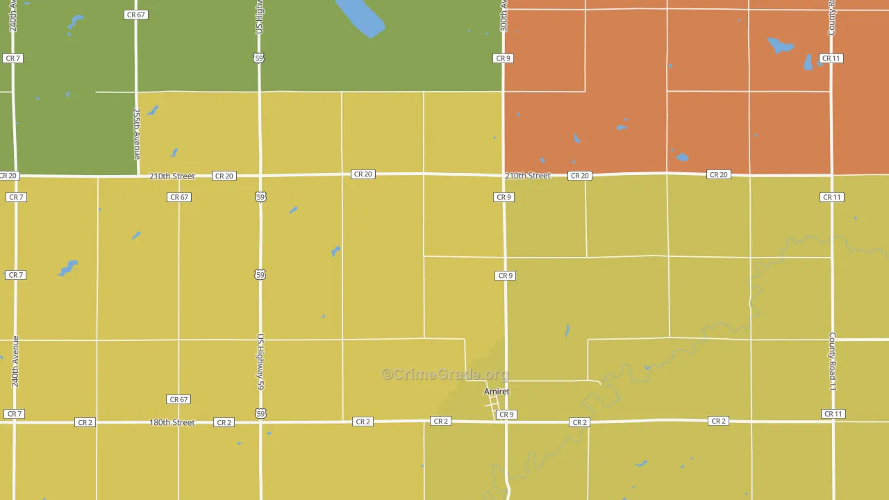Amiret, MN Map of Murder Rates