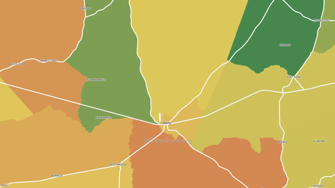 Amite County, MS Map of Murder Rates
