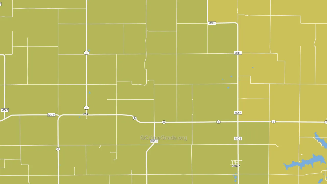 Amity, MO Map of Murder Rates