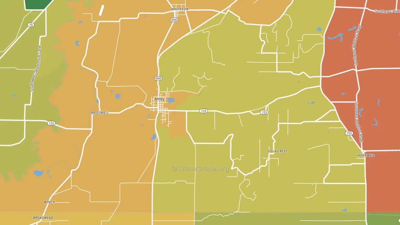 Amity, OR Map of Murder Rates