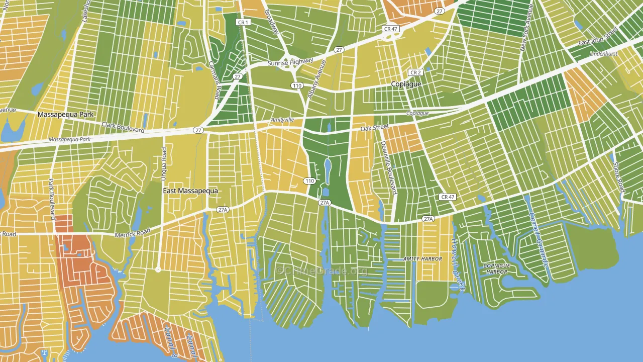 Amityville, NY Map of Murder Rates