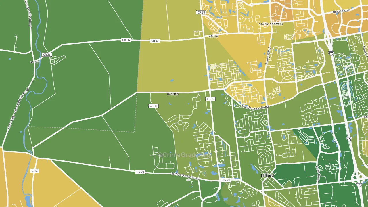 Amlin, OH Map of Murder Rates