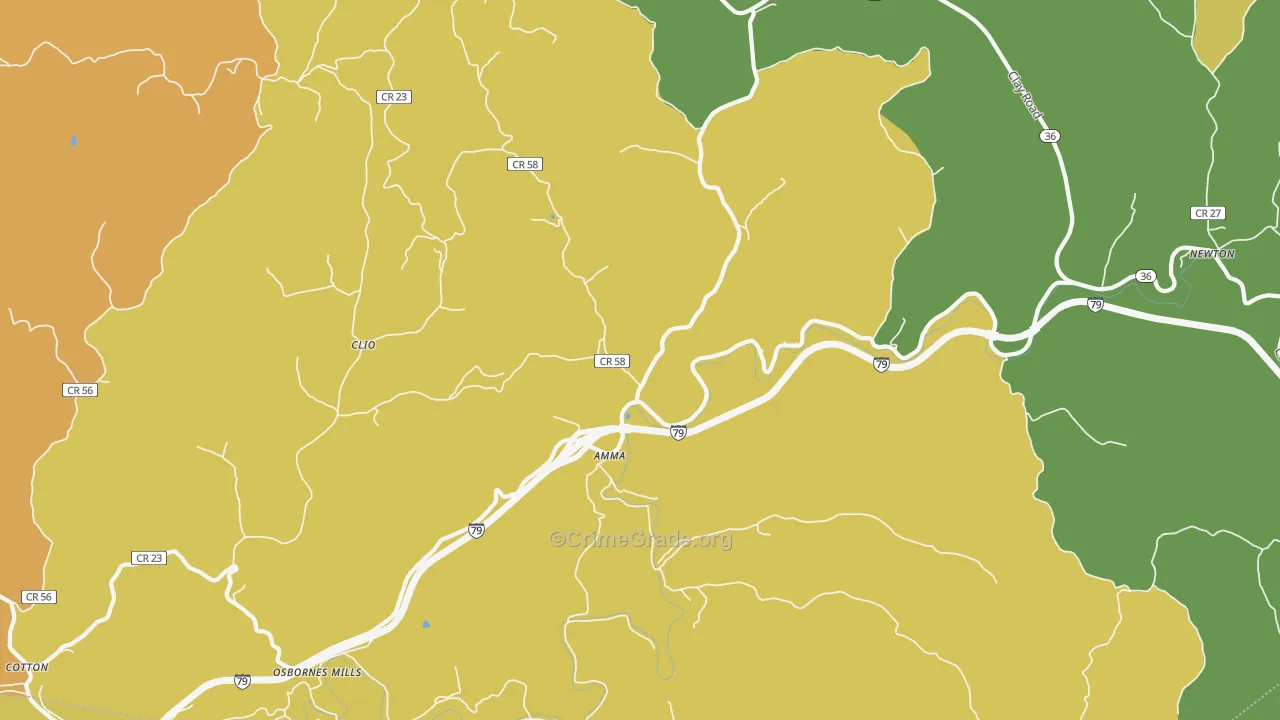 Amma, WV Map of Murder Rates