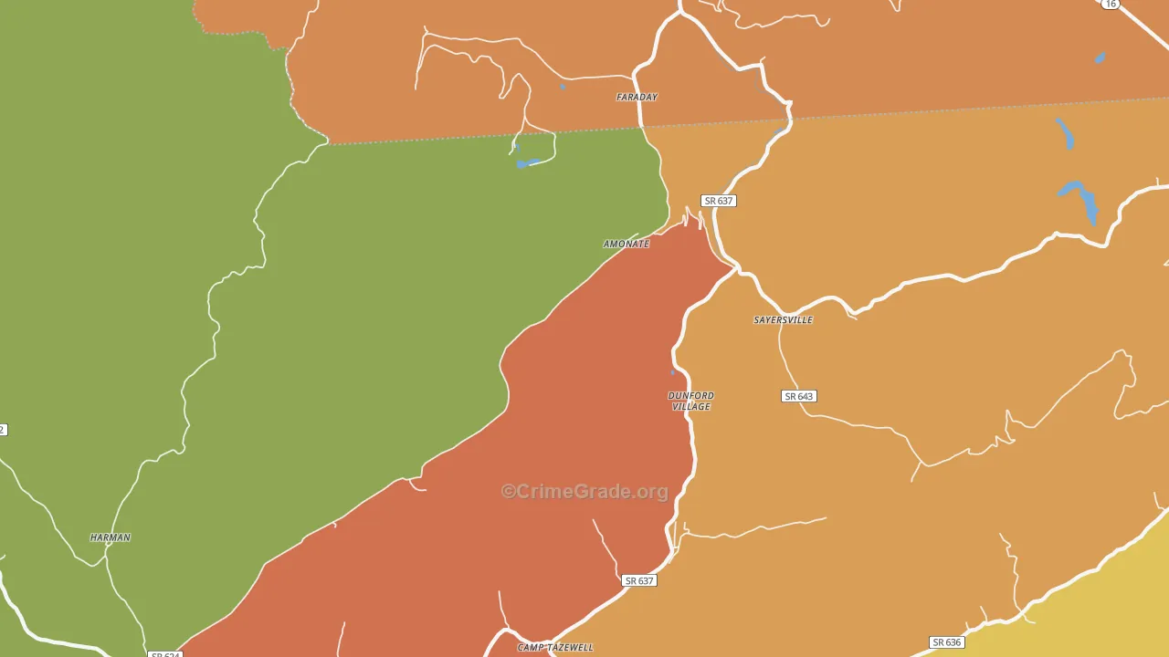 Amonate, VA Map of Murder Rates