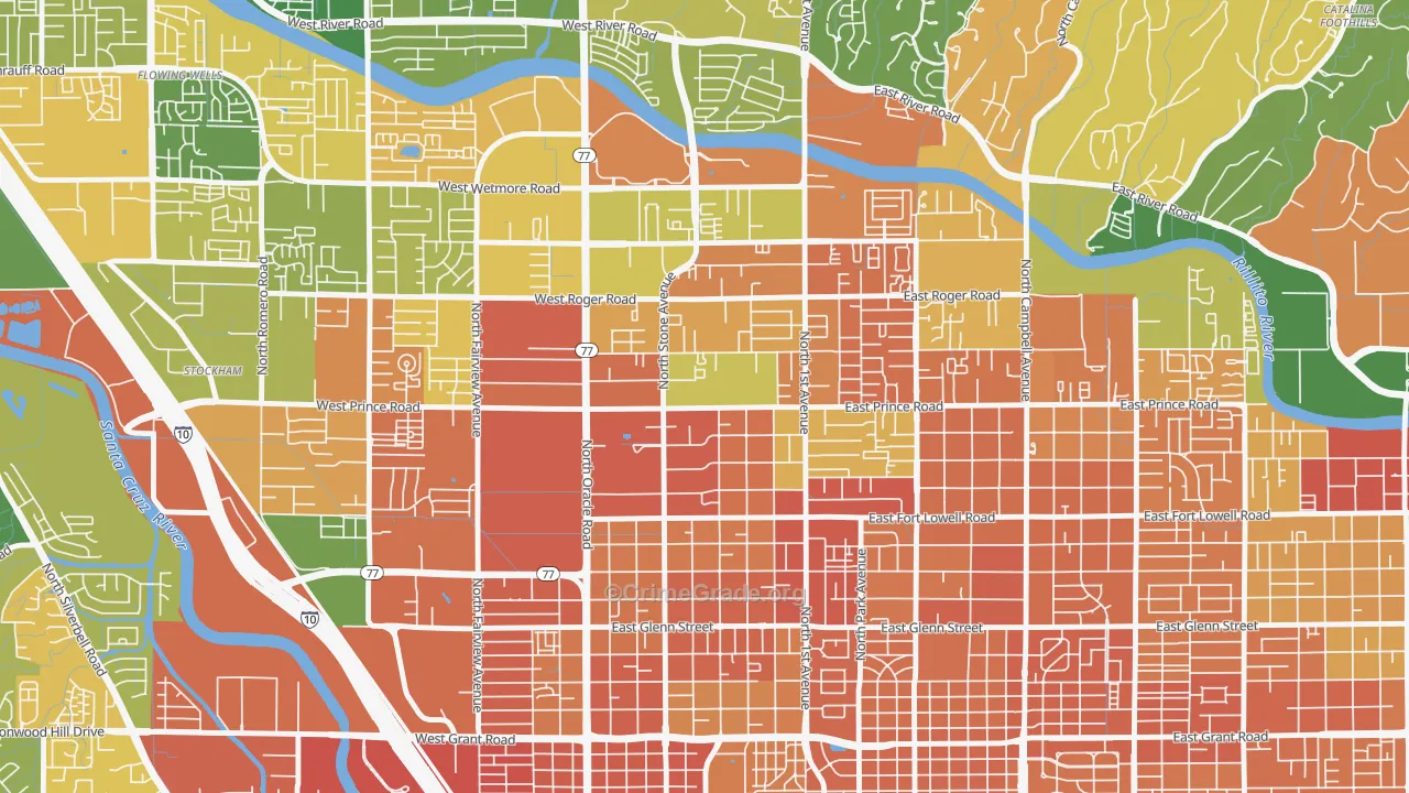 Amphi, Tucson, AZ Map of Murder Rates