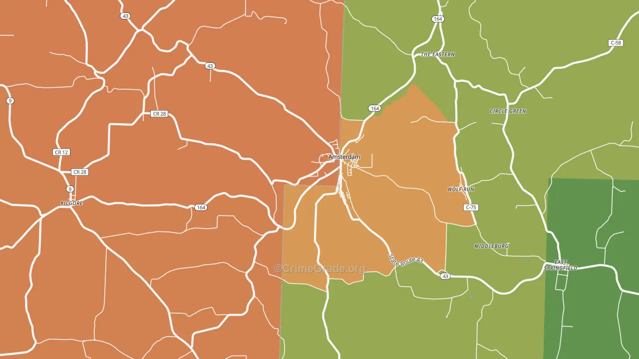 Amsterdam, OH Map of Murder Rates