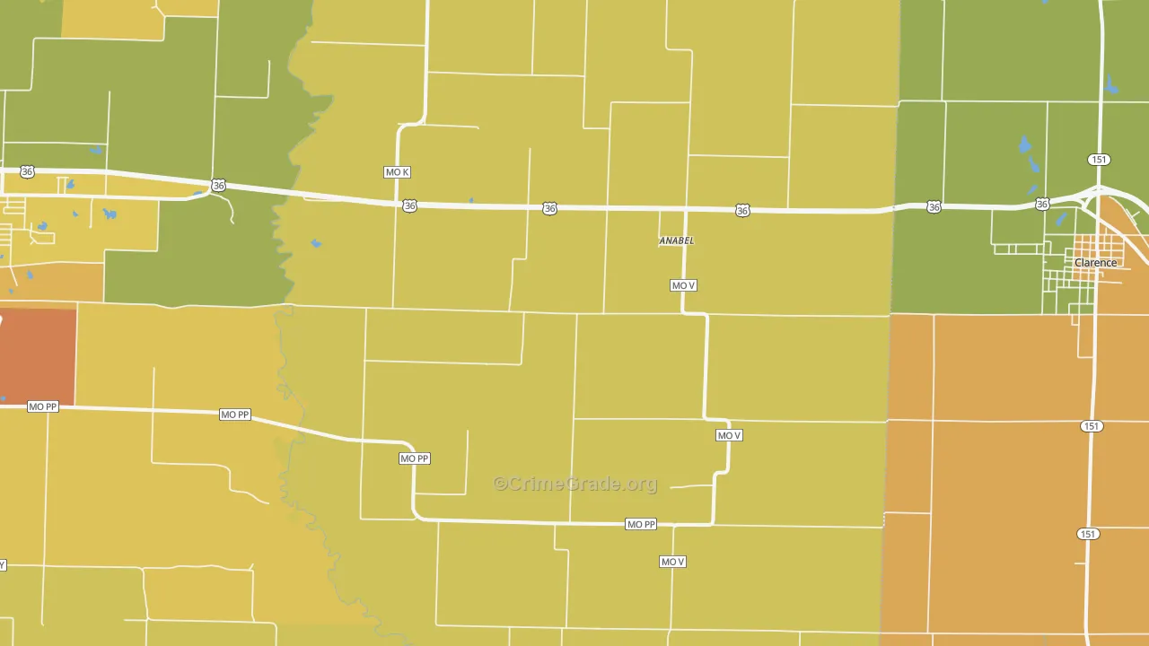 Anabel, MO Map of Murder Rates
