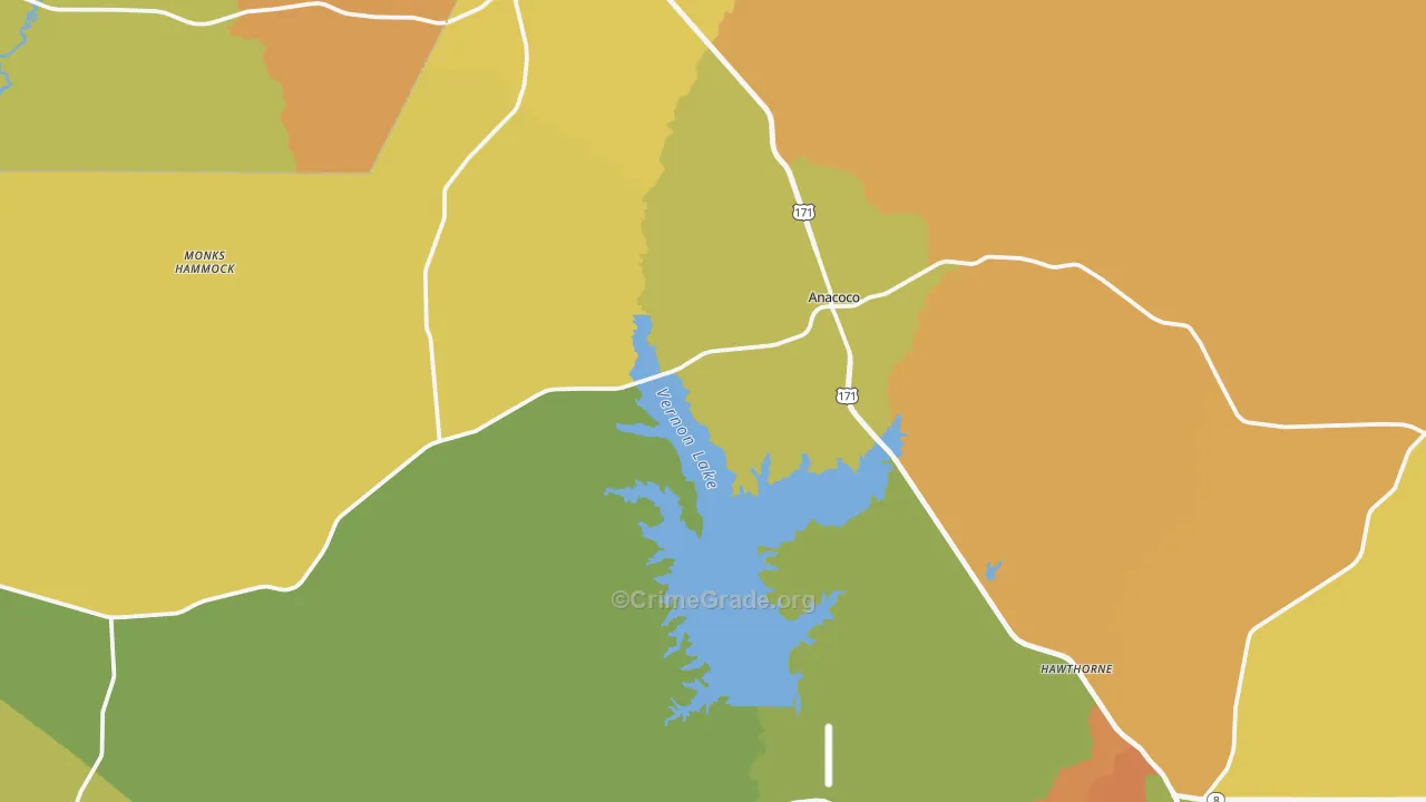 Anacoco, LA Map of Murder Rates
