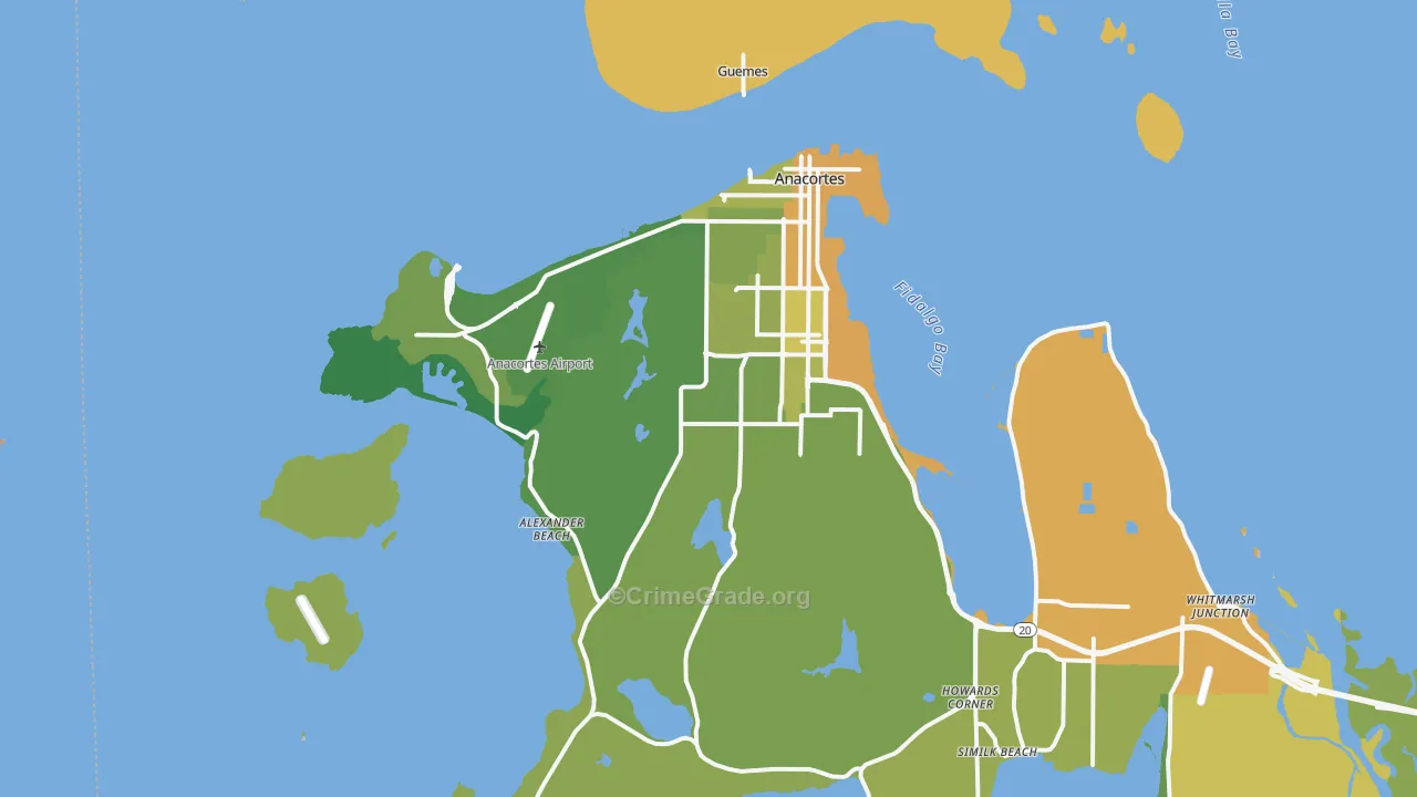 Anacortes, WA Map of Murder Rates