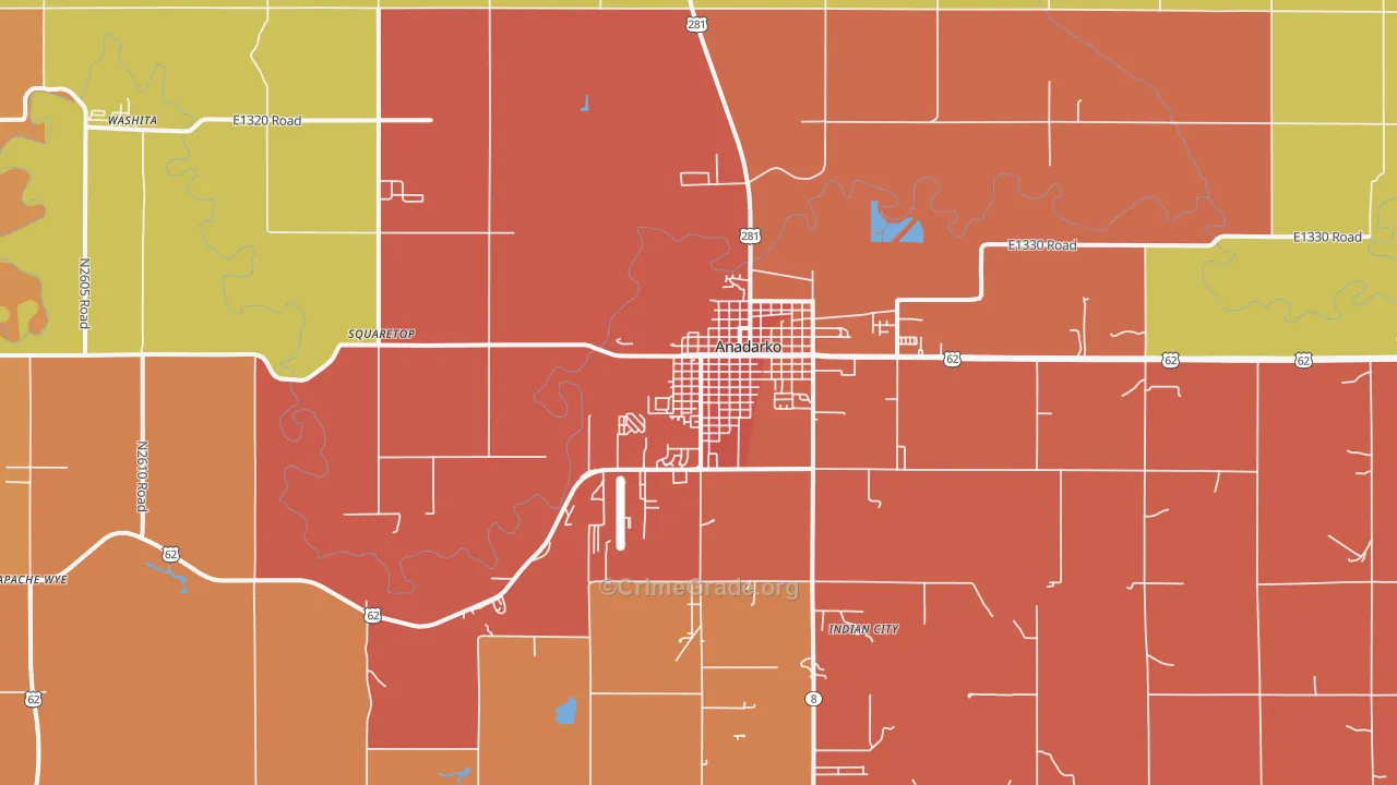 Anadarko, OK Map of Murder Rates