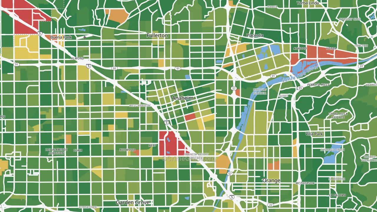 Anaheim, CA Map of Murder Rates