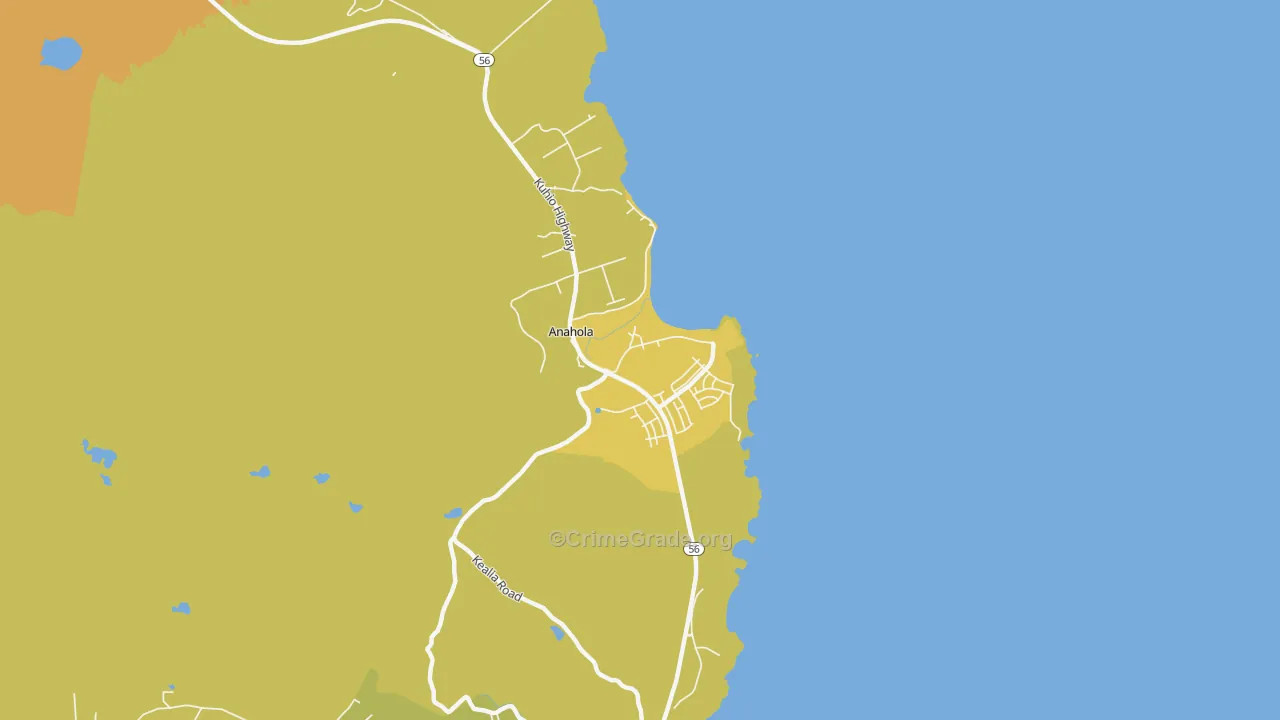 Anahola, HI Map of Murder Rates