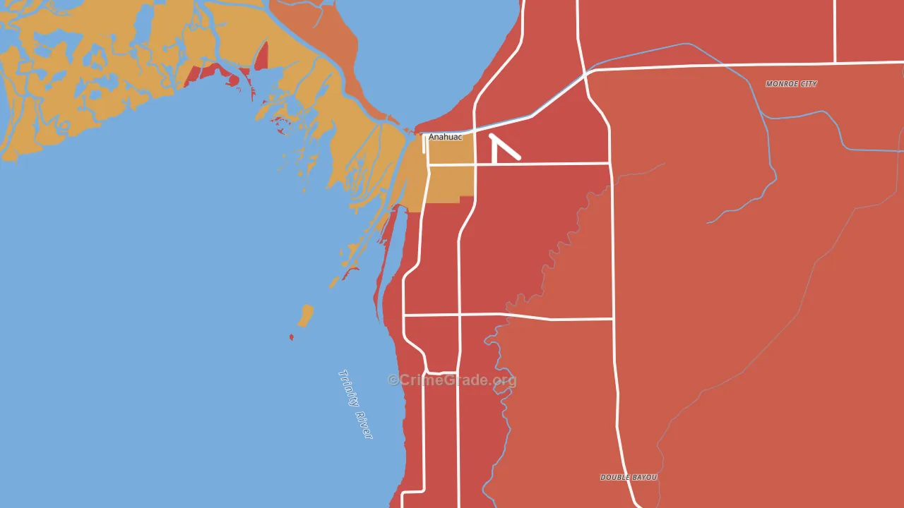 Anahuac, TX Map of Murder Rates