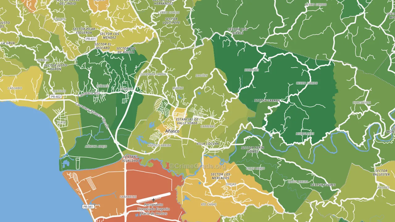 Anasco, PR Map of Murder Rates