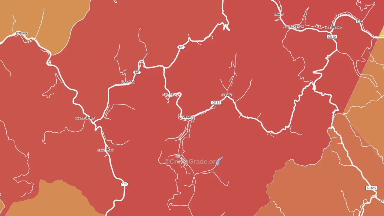 Anawalt, WV Map of Murder Rates