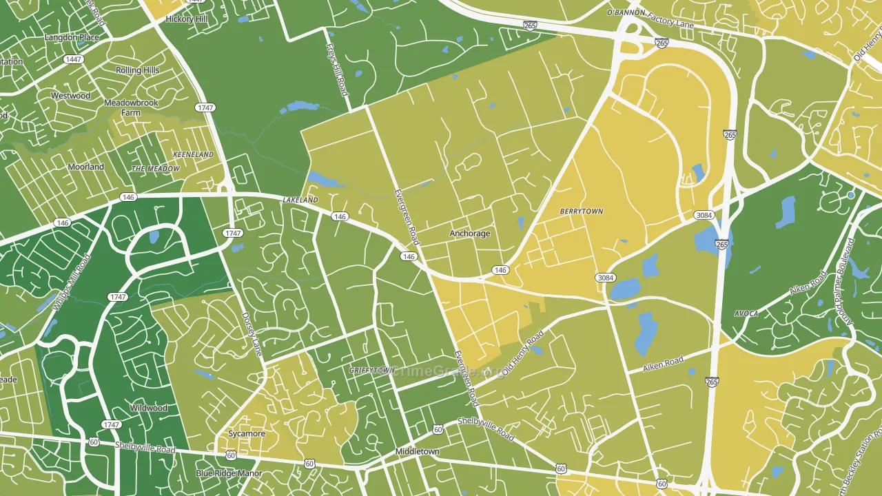 Anchorage, KY Map of Murder Rates