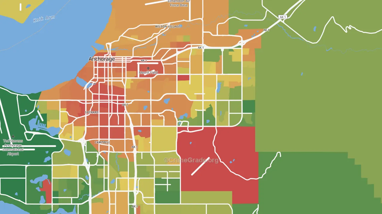 Anchorage Municipality, AK Map of Murder Rates