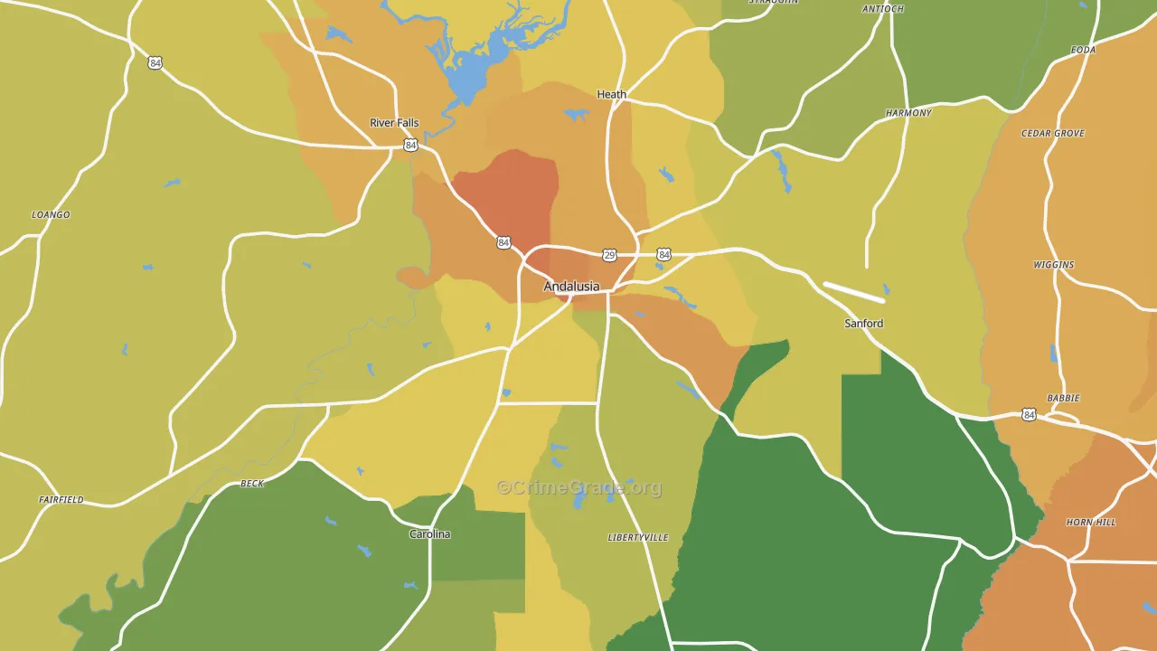 Andalusia, AL Map of Murder Rates