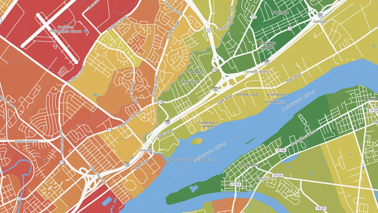 Andalusia, Bensalem, PA Map of Murder Rates