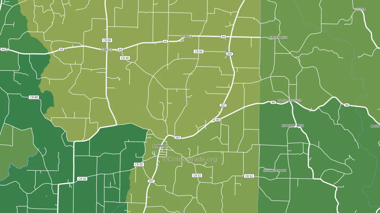 Anderson, AL Map of Murder Rates