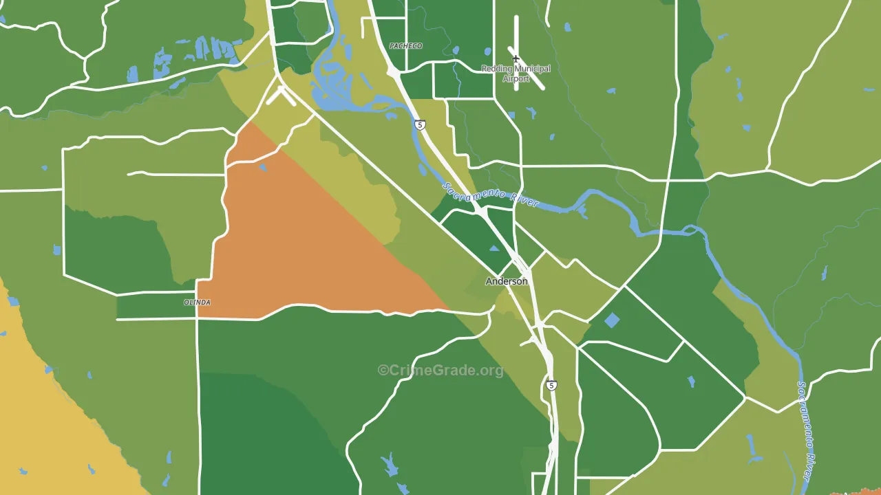 Anderson, CA Map of Murder Rates