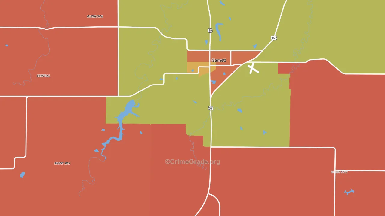 Anderson County, KS Map of Murder Rates
