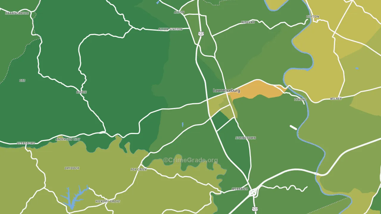 Anderson County, KY Map of Murder Rates