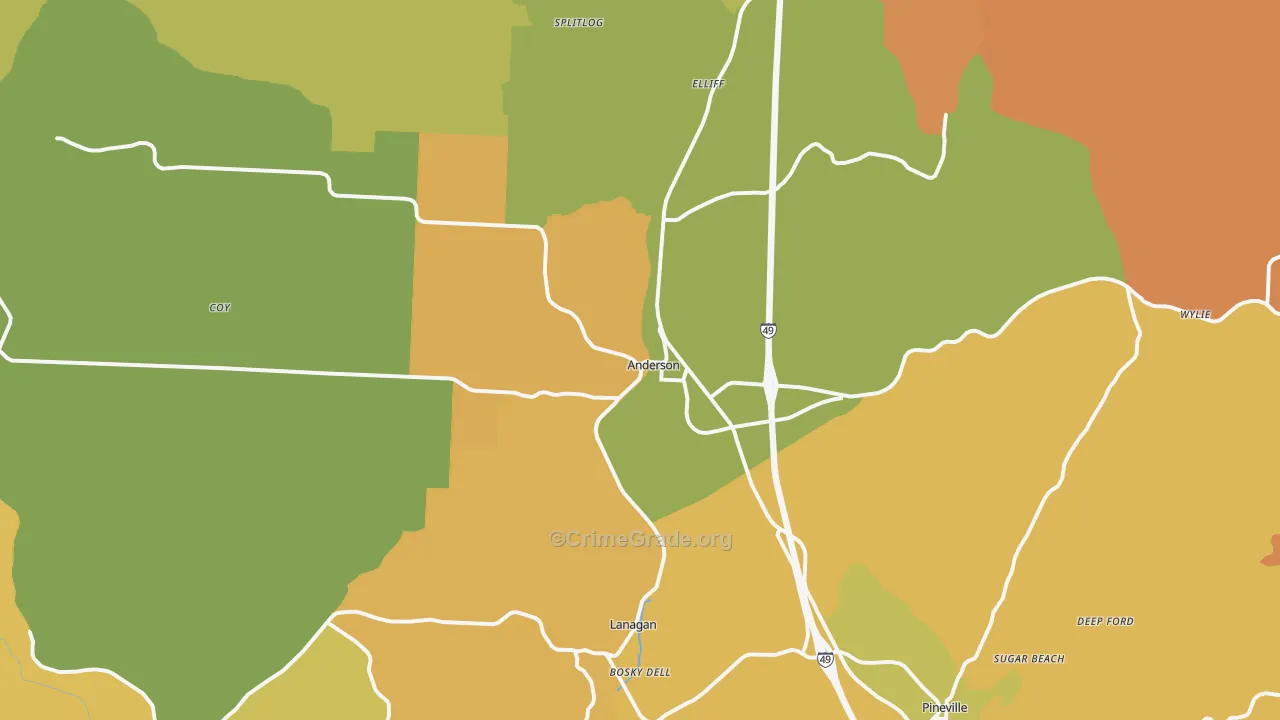 Anderson, MO Map of Murder Rates