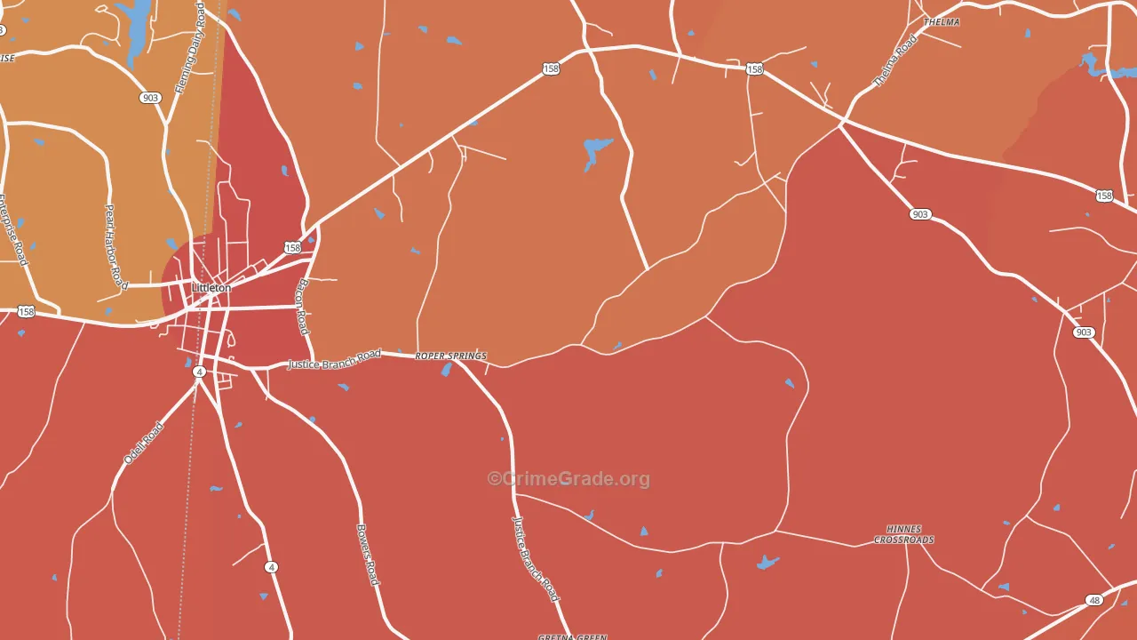 Andersons Crossroads, NC Map of Murder Rates