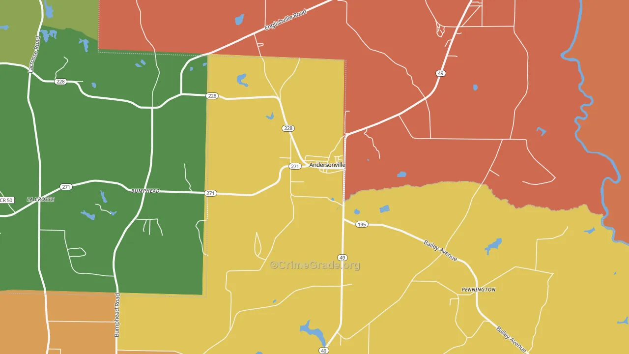 Andersonville, GA Map of Murder Rates