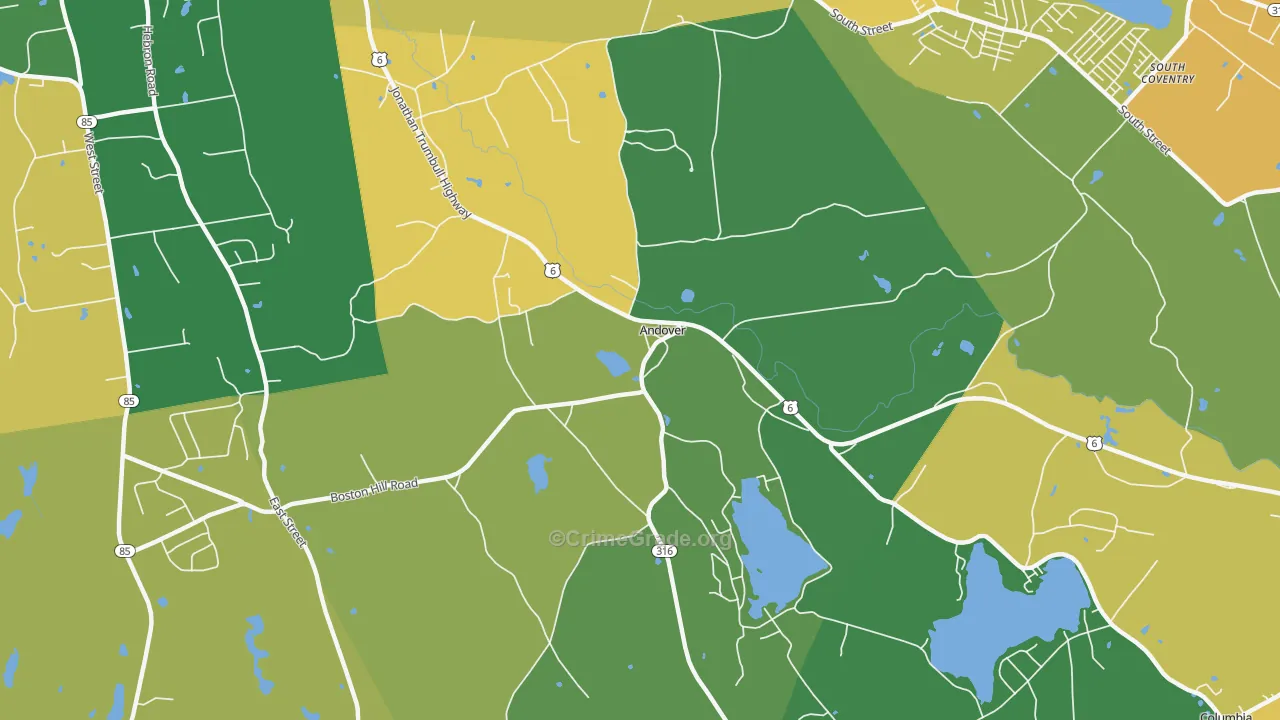 Andover, CT Map of Murder Rates