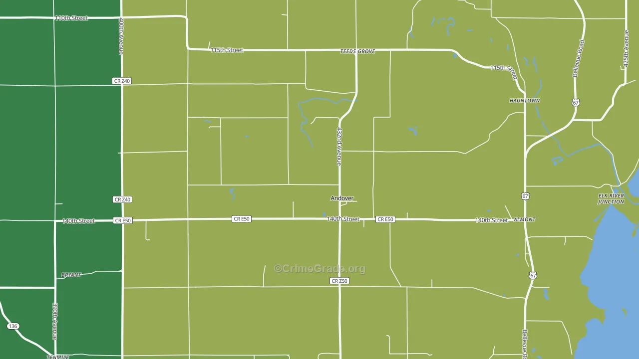 Andover, IA Map of Murder Rates