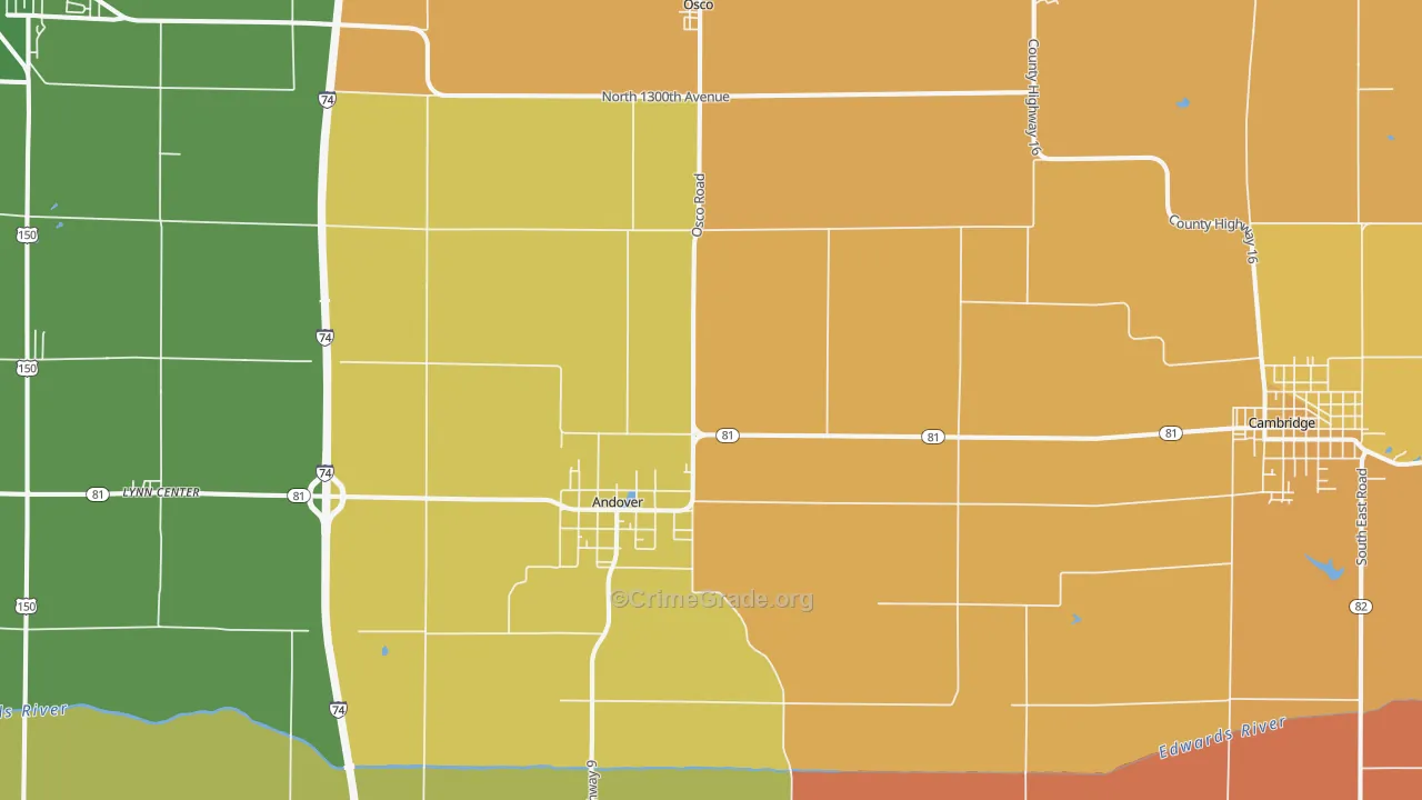 Andover, IL Map of Murder Rates