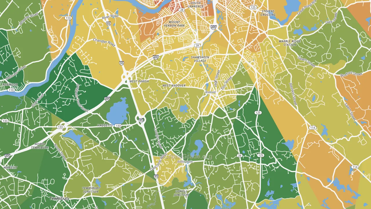 Andover, MA Map of Murder Rates