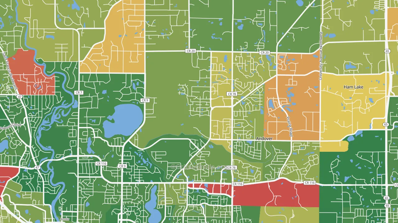 Andover, MN Map of Murder Rates